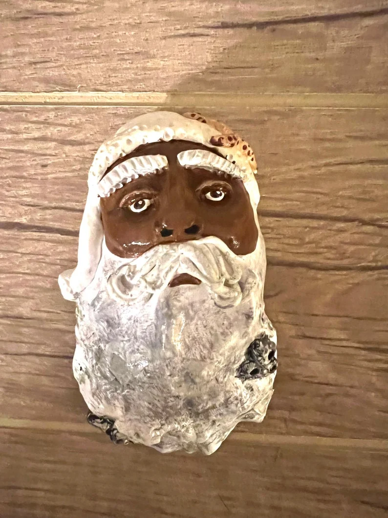 Clay Santa on an oyster shell