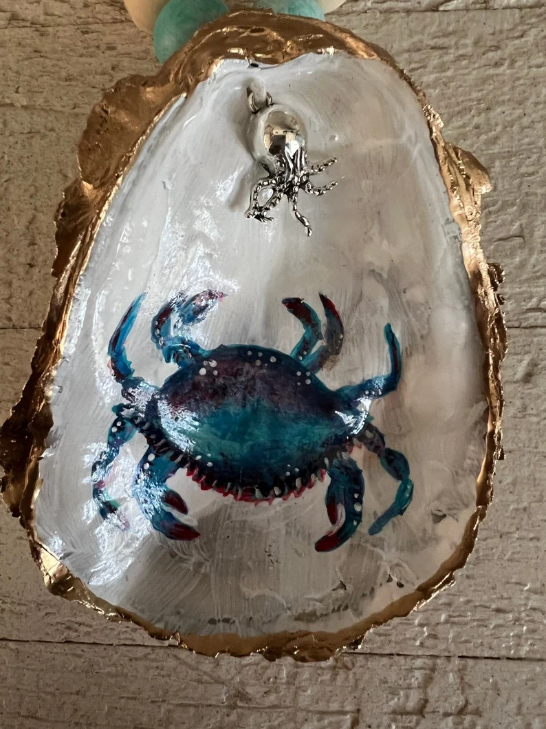 Hand Painted Crab Oyster Shell Wine/Bottle Jewelry, photo 4