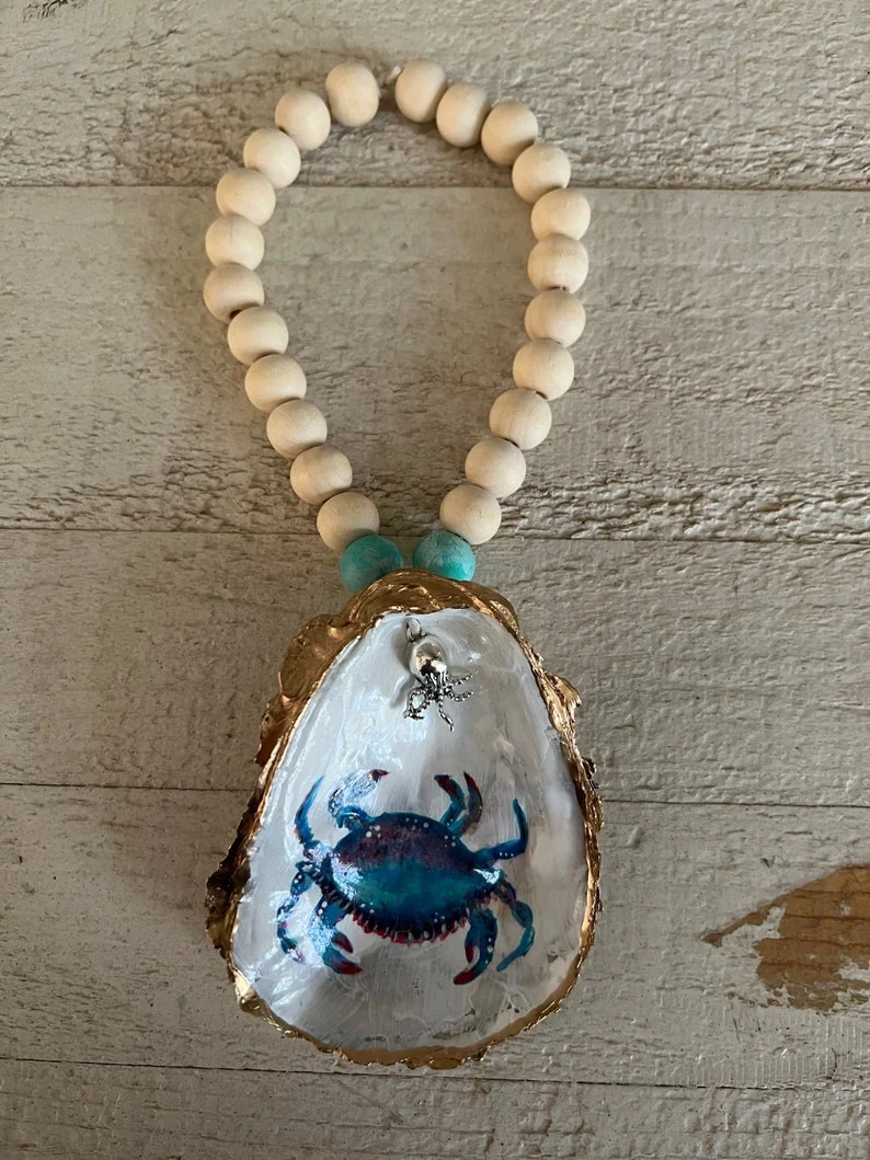 Hand Painted Crab Oyster Shell Wine/Bottle Jewelry, photo 3