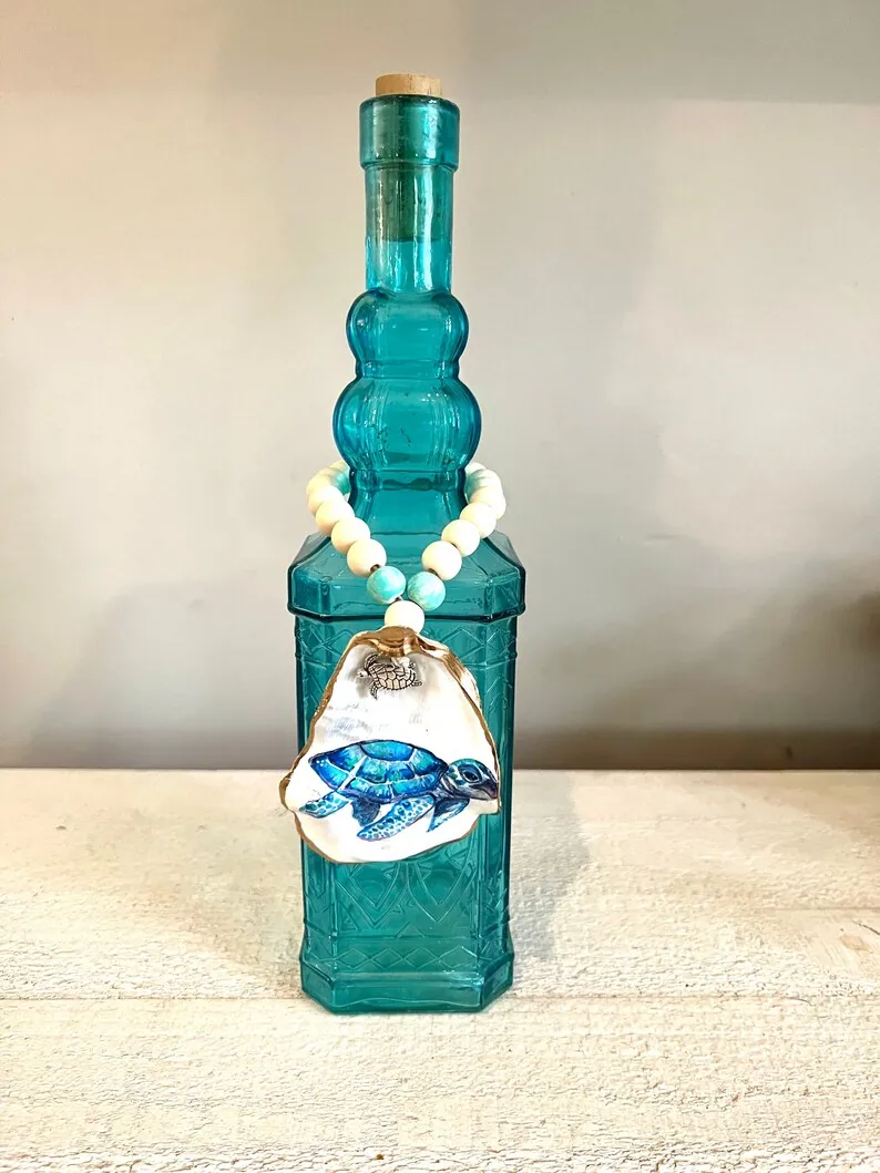 Hand painted Sea turtle wine/bottle jewelry, photo 2