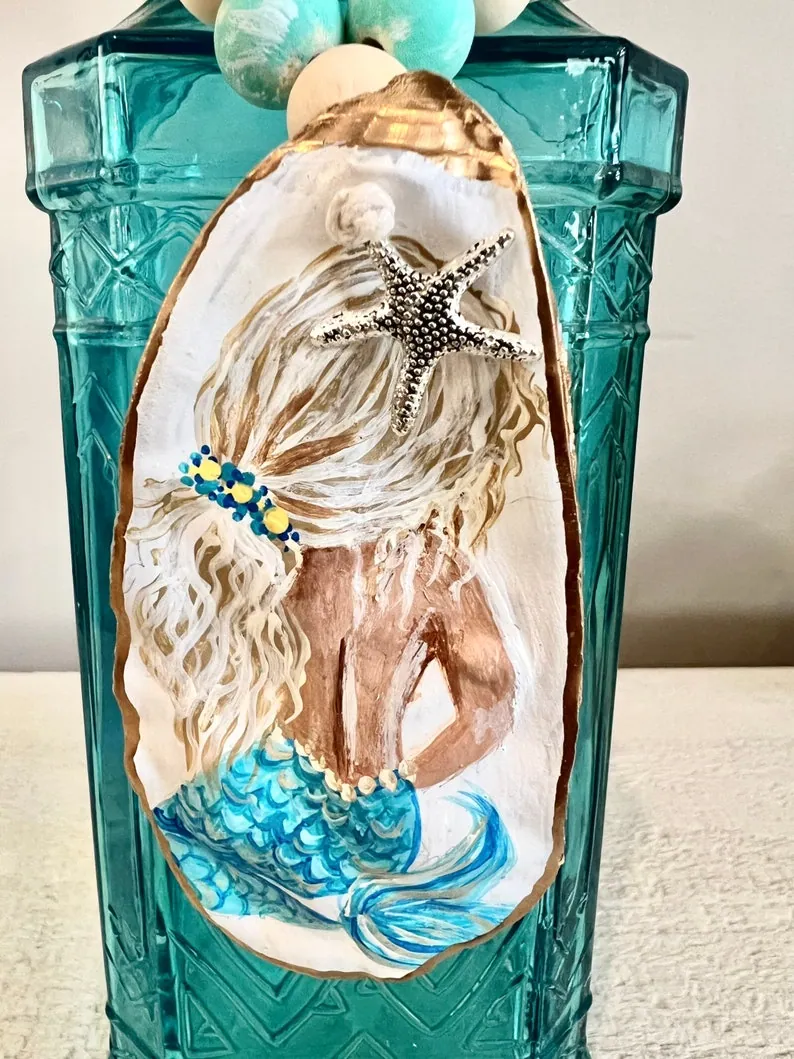 Hand painted mermaid wine/ bottle jewelry, photo 2