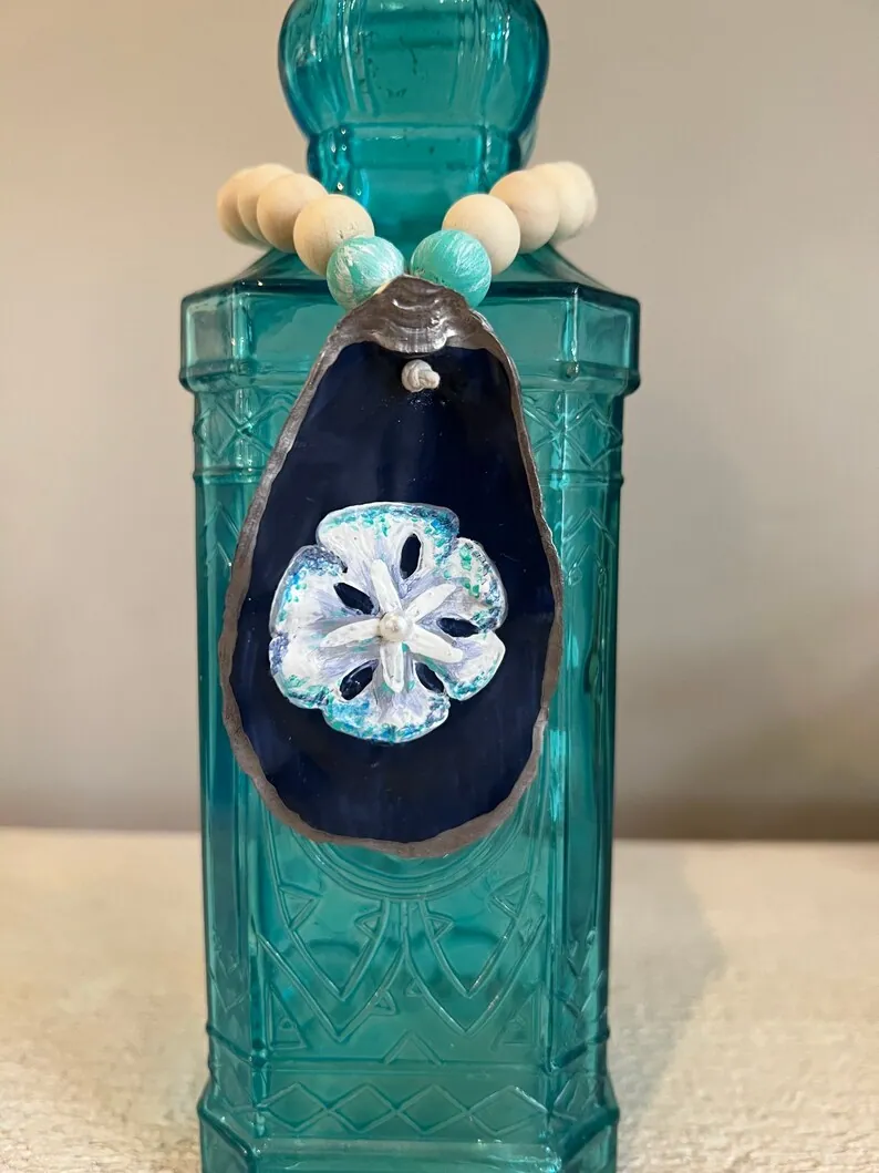 Hand painted sand dollar wine/bottle jewelry