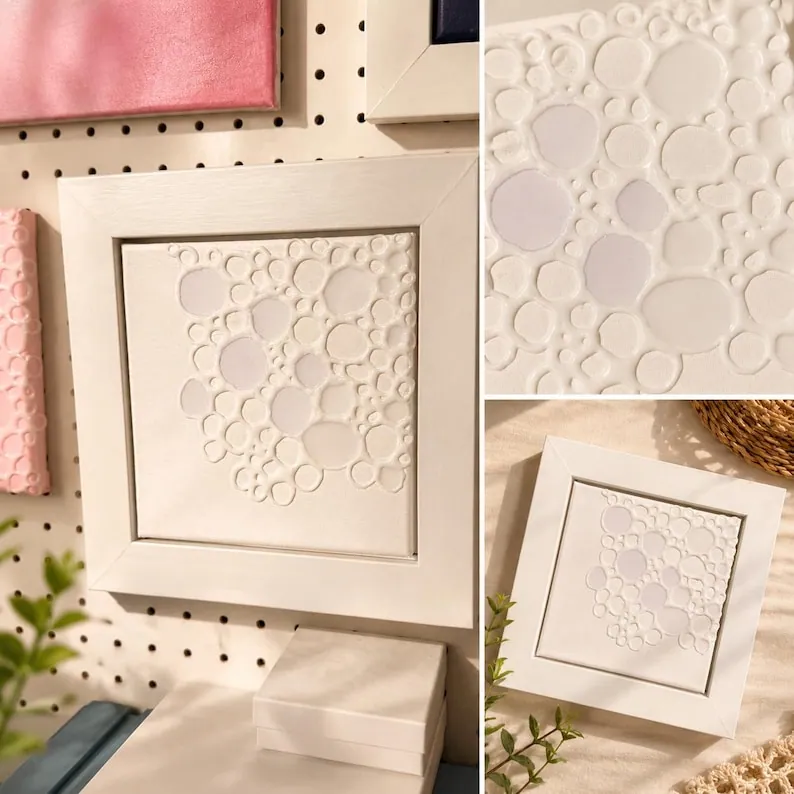 Sea What Bubbles Up!! Handmade Coastal Resin & Textured Wall Art mixed media 3d framed wall art