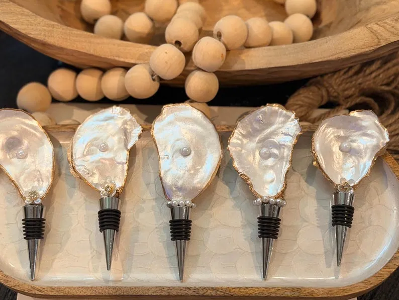 Pearl of the Pour — Handcrafted Pearlescent Oyster Shell Wine Bottle Stopper, photo 4
