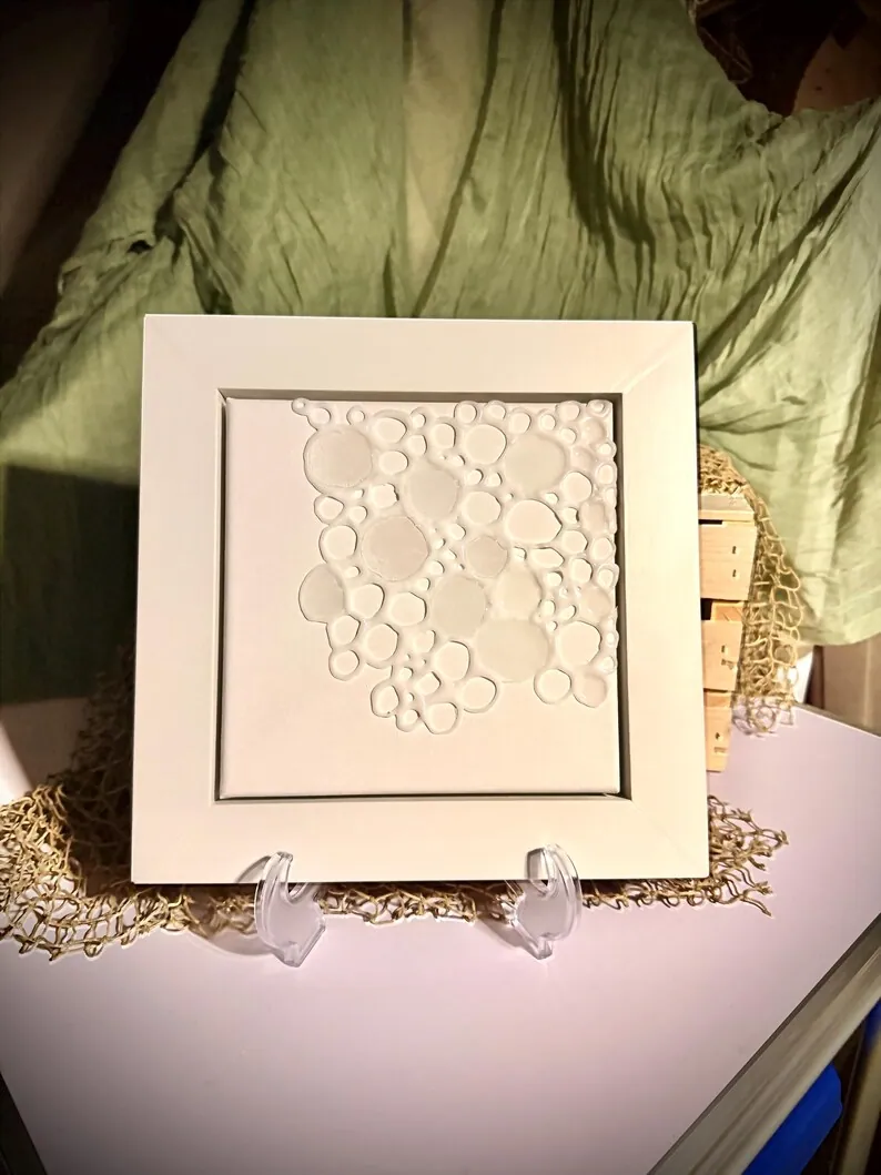 Sea What Bubbles Up!! Handmade Coastal Resin & Textured Wall Art mixed media 3d framed wall art, photo 3