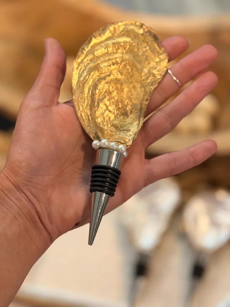 Pearl of the Pour — Handcrafted Pearlescent Oyster Shell Wine Bottle Stopper, photo 2