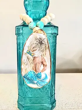 Hand painted mermaid wine/ bottle jewelry
