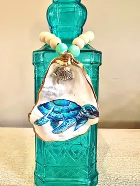 Hand painted Sea turtle wine/bottle jewelry