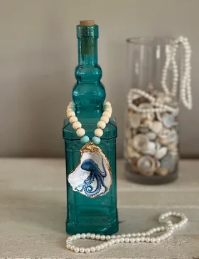 Hand Painted Octopus Shell Wine/bottle Jewelry