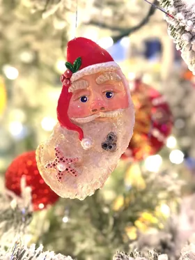 Nautical Santa with berries on an oyster shell