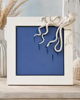 Hand Sculpted Octopus Wet Look on Canvas with Handmade Frame 3D Ocean Art