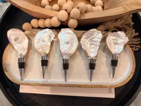 Pearl of the Pour — Handcrafted Pearlescent Oyster Shell Wine Bottle Stopper